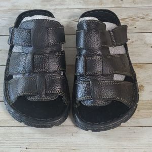 NEW Kids Luna Black Leather Woven Sandals Size 11‎